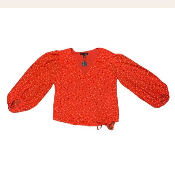 Banana Republic Red Puff Sleeve Top Size Small - Picture 4 of 12